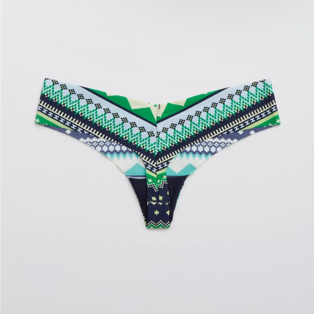 💚 NEW Aerie S Green and Blue Cheeky Thong Intimates 🎀